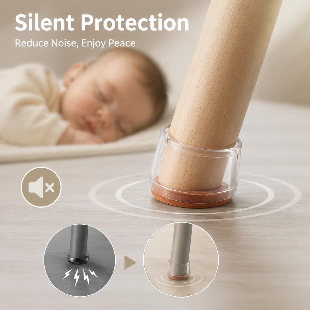 12Pcs Protetores de Pés de Cadeira com Capas de Silicone e Almofadas de Feltro para Reduzir Ruído