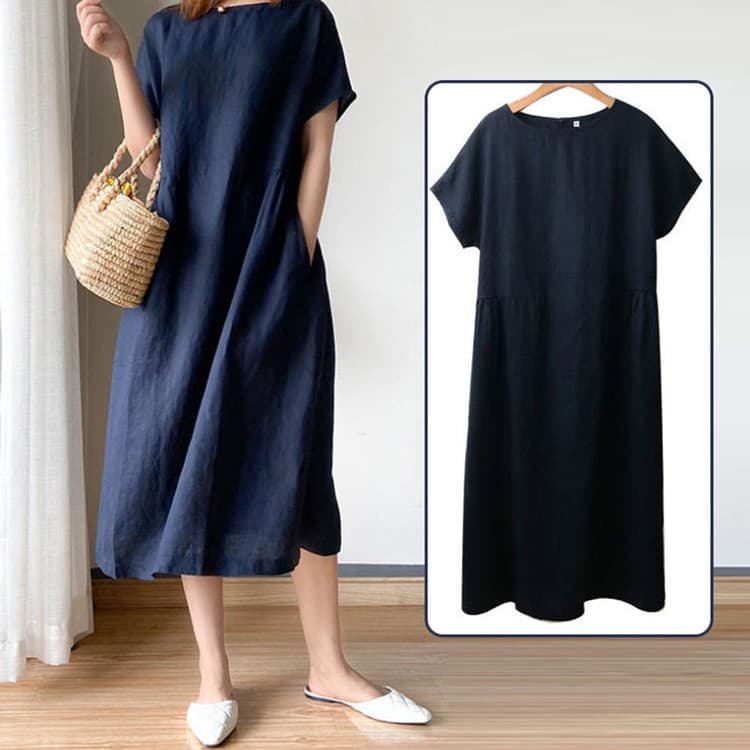[Tamanhos Grandes] Fashionable Summer Midi Dress - Loose Slim Fit for Women | Vestido Solto/Moda Feminina/Confortável