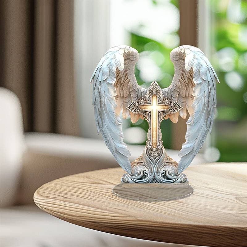 Aether Sagrado Coração De Anjo Com Base Acrílica Arte Religiosa Tradicional Desktop Novo