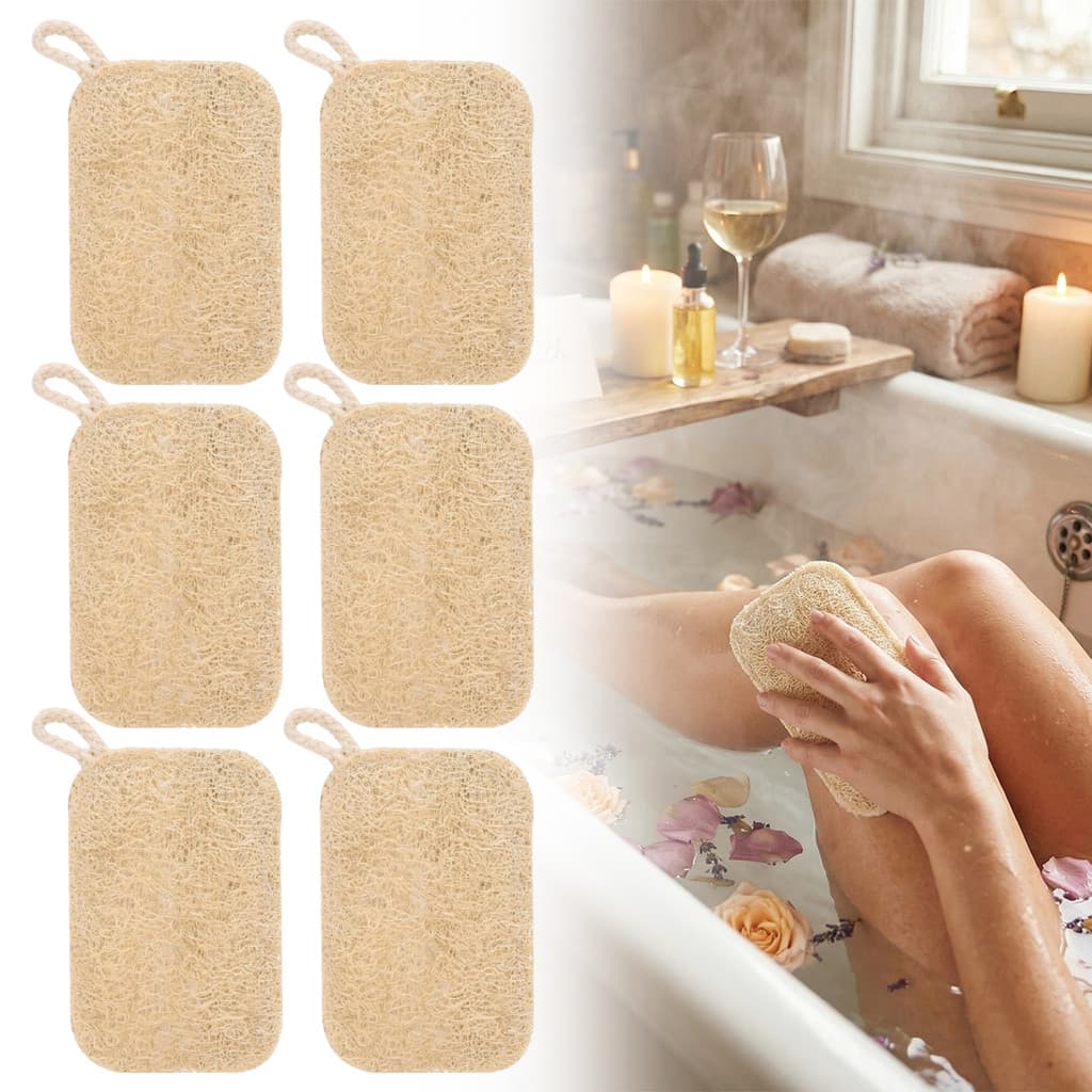 Ypdmigumila6pcs Natural Luffa Toalha De Prato Pano De Lavagem Esponja Bucha Esfoliante Pote Removedor De Manchas De Óleo