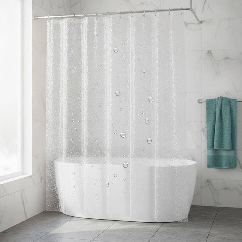 H & L À Prova D'água PEVA Transparente Cascalho Cortina De Chuveiro Forro Resistente A Rasgos Divisória De Banho Sem Odo