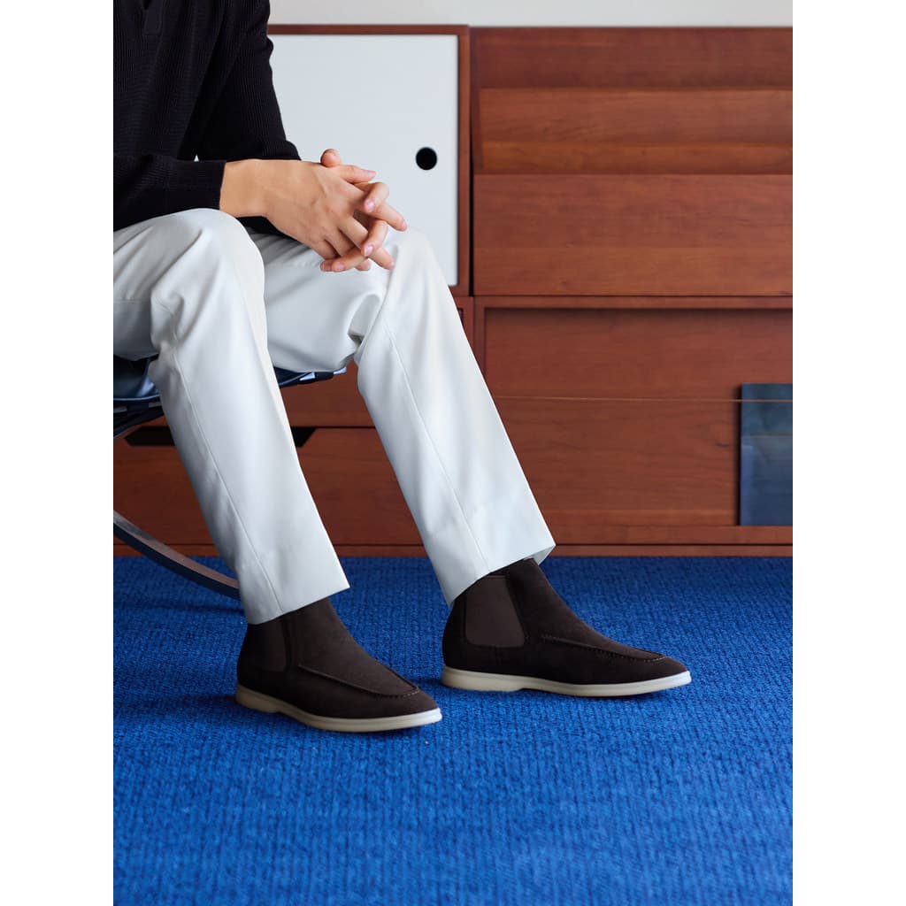 [Suporte de arco] ThomWills Chelsea Botas masculinas de camurça de couro genuíno sapatos casuais de couro camurça Botas