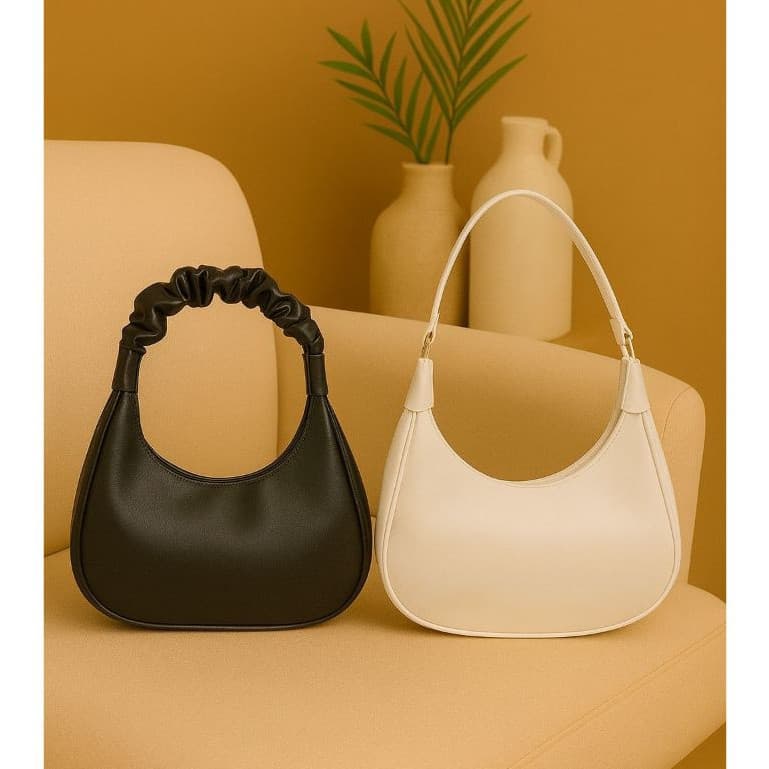 Kit 2 Bolsa Feminina Meia Lua e Meia Lua de Franja de Ombro Pequena Lisa de qualidade Envio