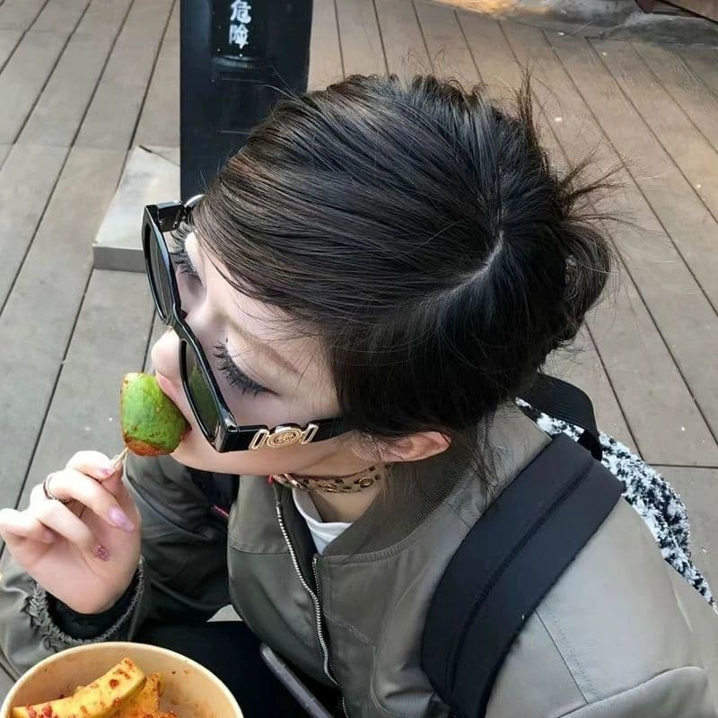 Zhao Lusi Óculos de sol estilo retrô para tiro de rua Polygon Street Óculos de sol de alta qualidade femininos