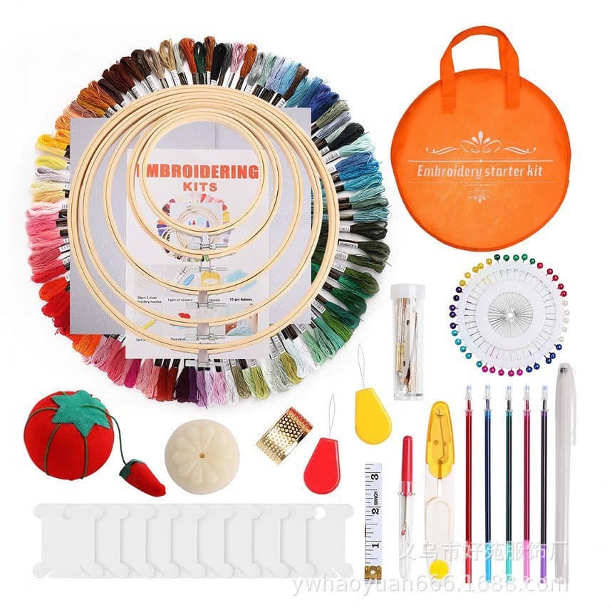 Kit de bordado em ponto cruz DIY, linha de bordado de 50 cores, conjunto de ferramentas de bordado de 100 cores, combina