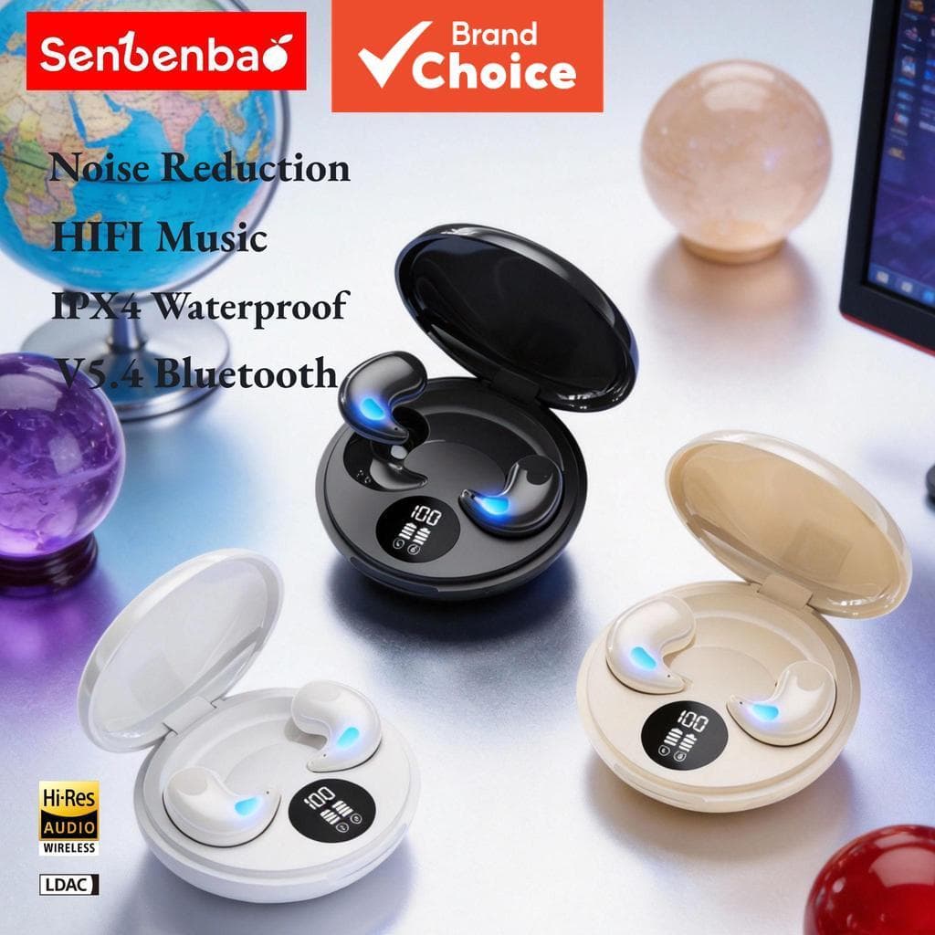 Fones de Ouvido Bluetooth Sem Fio Senbenbao Y29 Sleepbuds, Portátil à Prova D'água, Ultraleve, Intra-Auricular, com