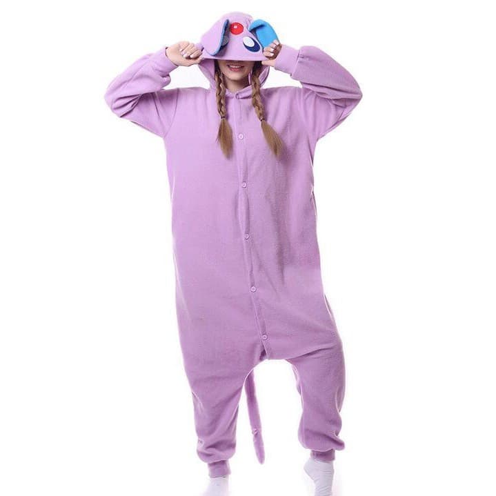 Pijama Kigurumi Roxo de Elfo Umbreon Macacão Adulto Cosplay de Anime Roupa de Dormir