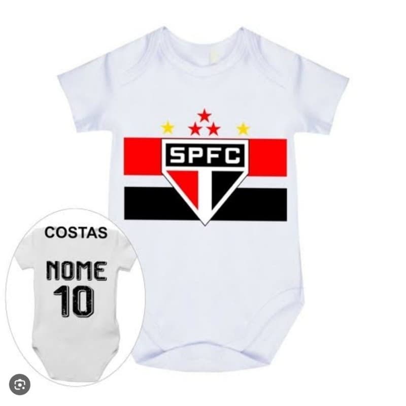 "Bodys branco com elastano - estica -  Personalizados para Bebê times de futebol