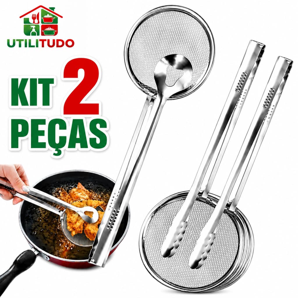 2 Escumadeira Pescadora Para Fritura C/pegador Em Inox 2 Em 1 Variáveis hm Utilidades Premium
