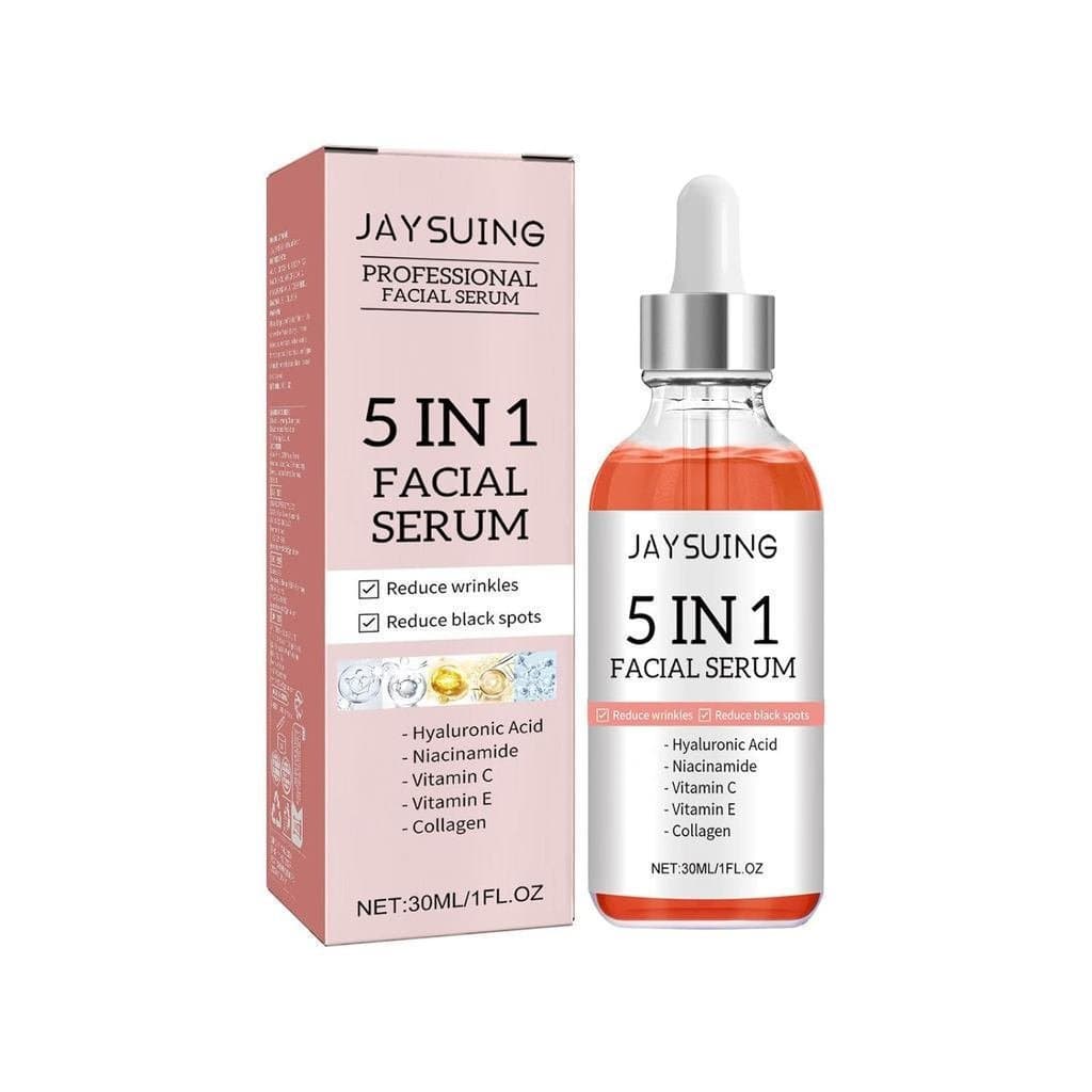 Essência Facial 5 em 1 com Vitamina C, Contendo Ácido Hialurônico, Colágeno, Niacinamida - Fórmula Hidratante Anti-Envel