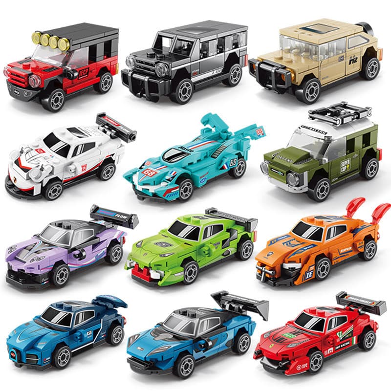 2026 Novo Estilo Lego Brothers Pull Back Car Racing Car Sports Car Building Blocks Compatível Lego Crianças Meninos Mont