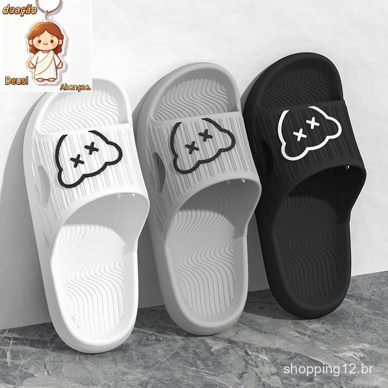 Homens Mulheres Mesmo Estilo Banheiro Doméstico Leve Soft Sole Anti-slip Eva Interior Chinelos 01247