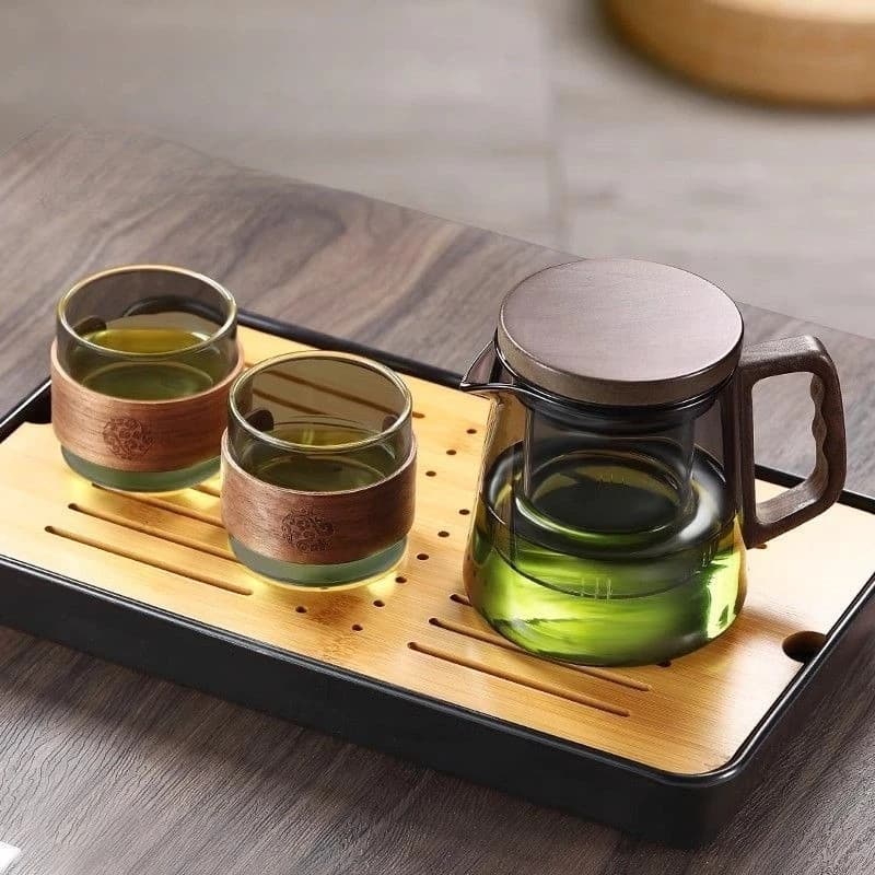 Bule de vidro resistente ao calor à prova de explosão, Material de vidro com alto teor de borosilicato espesso, conjunto