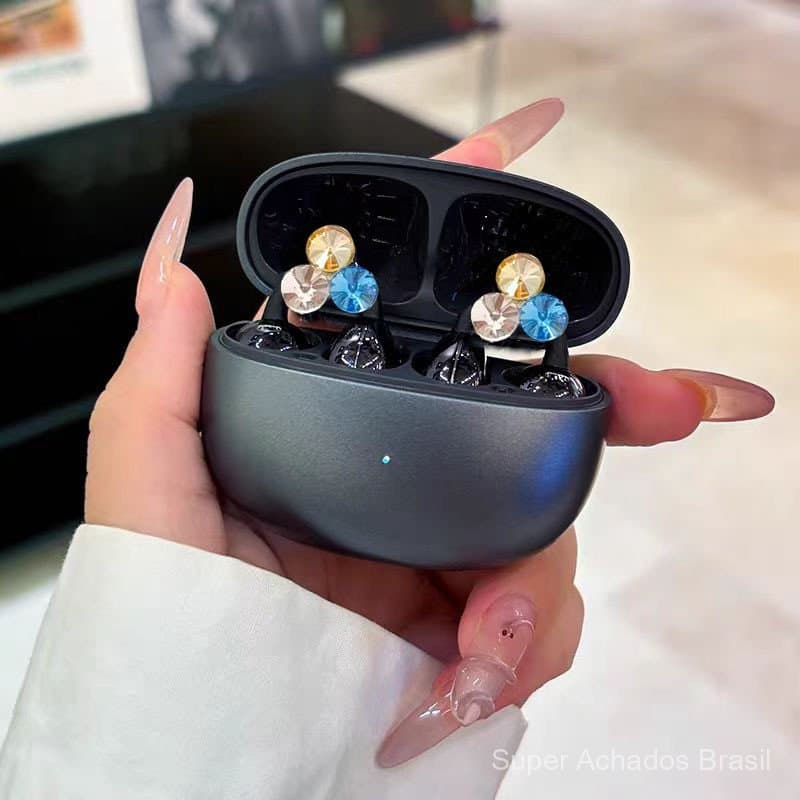 TEST-Clips de Fone de Ouvido Coloridos com Diamantes Brilhantes, Acessório Decorativo Versátil para Fone de Ouvido Bluet