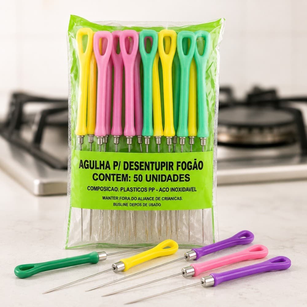 Kit 50 Agulhas de Limpeza para Bicos de Fogão Desentupidor de Queimadores