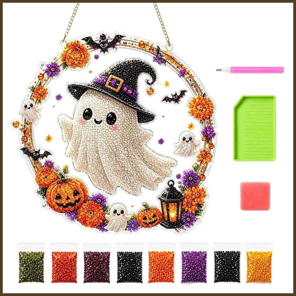 Halloween Pérola Arte Diy Kit 2D Acrílico Espumante Gato Fantasma Pintura Decoração Gem Kits Para Casa Quarto sentanebr