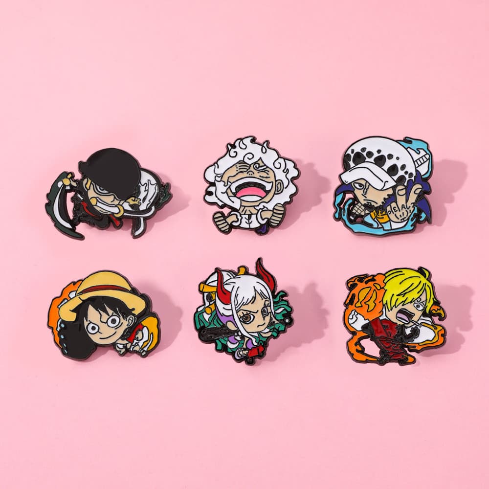 [6pçs] Broches de Liga One Piece - Decora Roupas e Mochilas