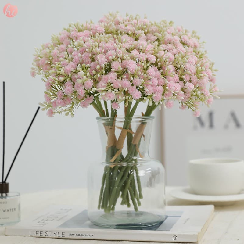 Buquê De Respiração De Bebê Com Toque Suave De 3 Peças-Flores Artificiais Para Decoração De Casa De Casamento