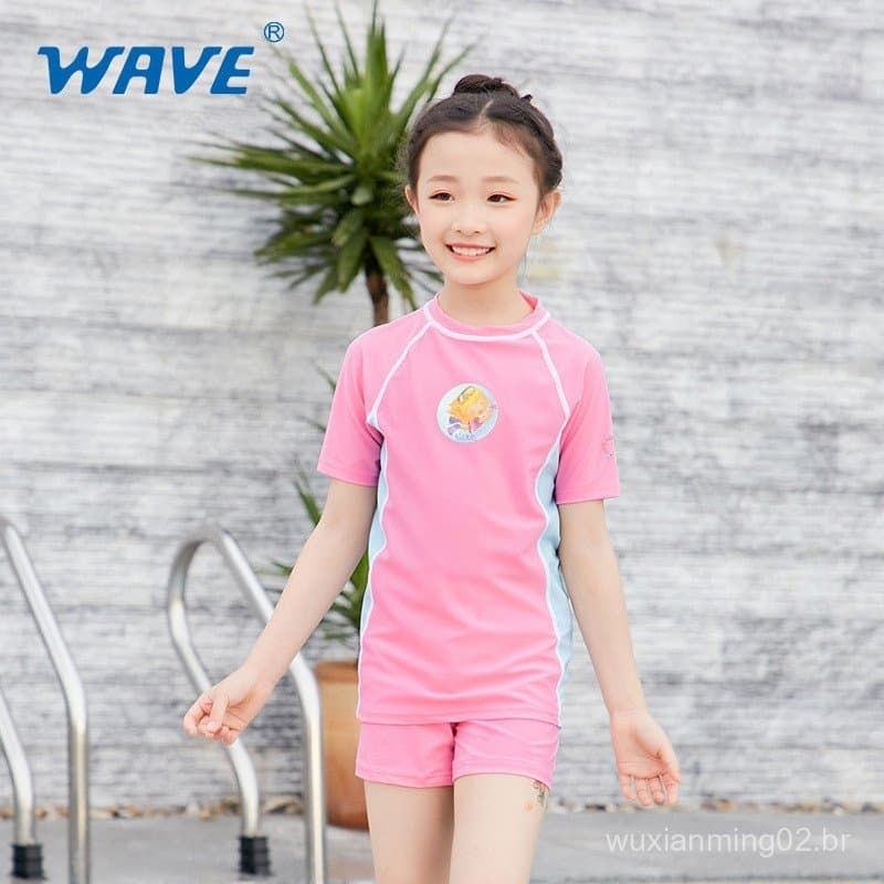 Maiô infantil feminino, conjunto de duas peças para banho termal, roupa de proteção solar, conjunto de roupa de banho pa