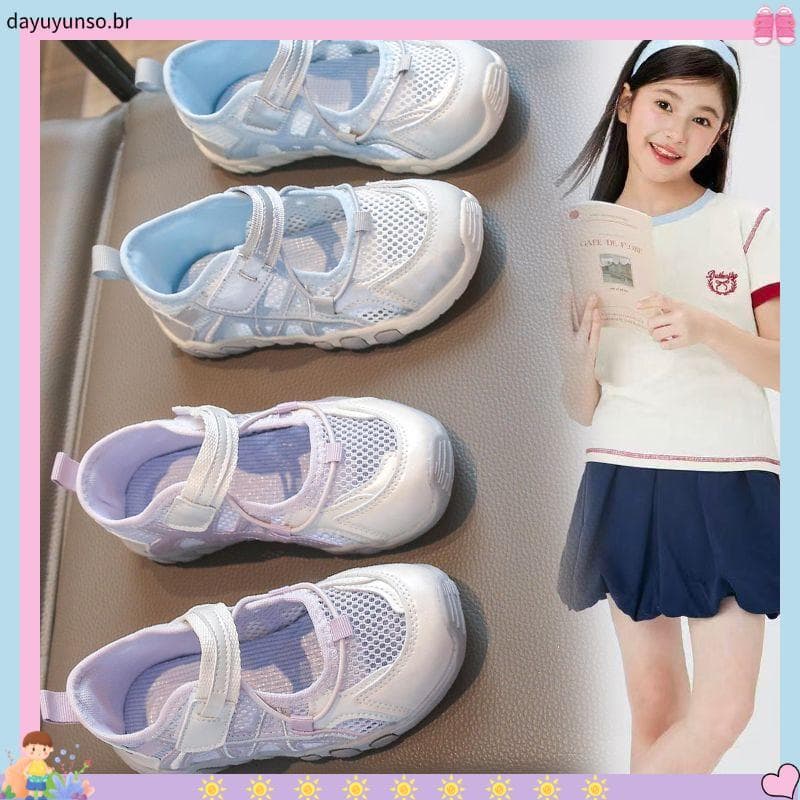Sandálias de malha infantil 2026 verão novo estilo meninos meninas respirável Toe-coberto sapatos de sola macia Anti-Sli