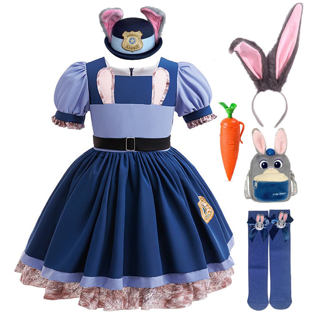 Novo louco zoológico cidade 2 Judy coelho policial cos roupas vestido de verão meninas vestido coelho terno