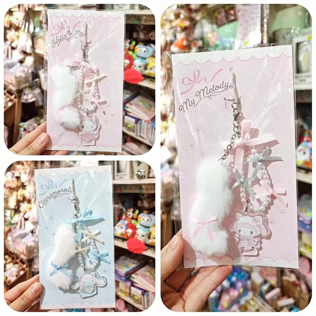 Alça de celular Kitty, Cinnamoroll, My Melody, alça de gato branco, moderna, simples, pingente de desenho animado fofo.