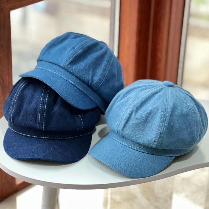 Chapéu de Pintor Feminino Vintage Elegante Casual de Denim 2025, Perfeito para Compras, Viagens e Encontros S7GD