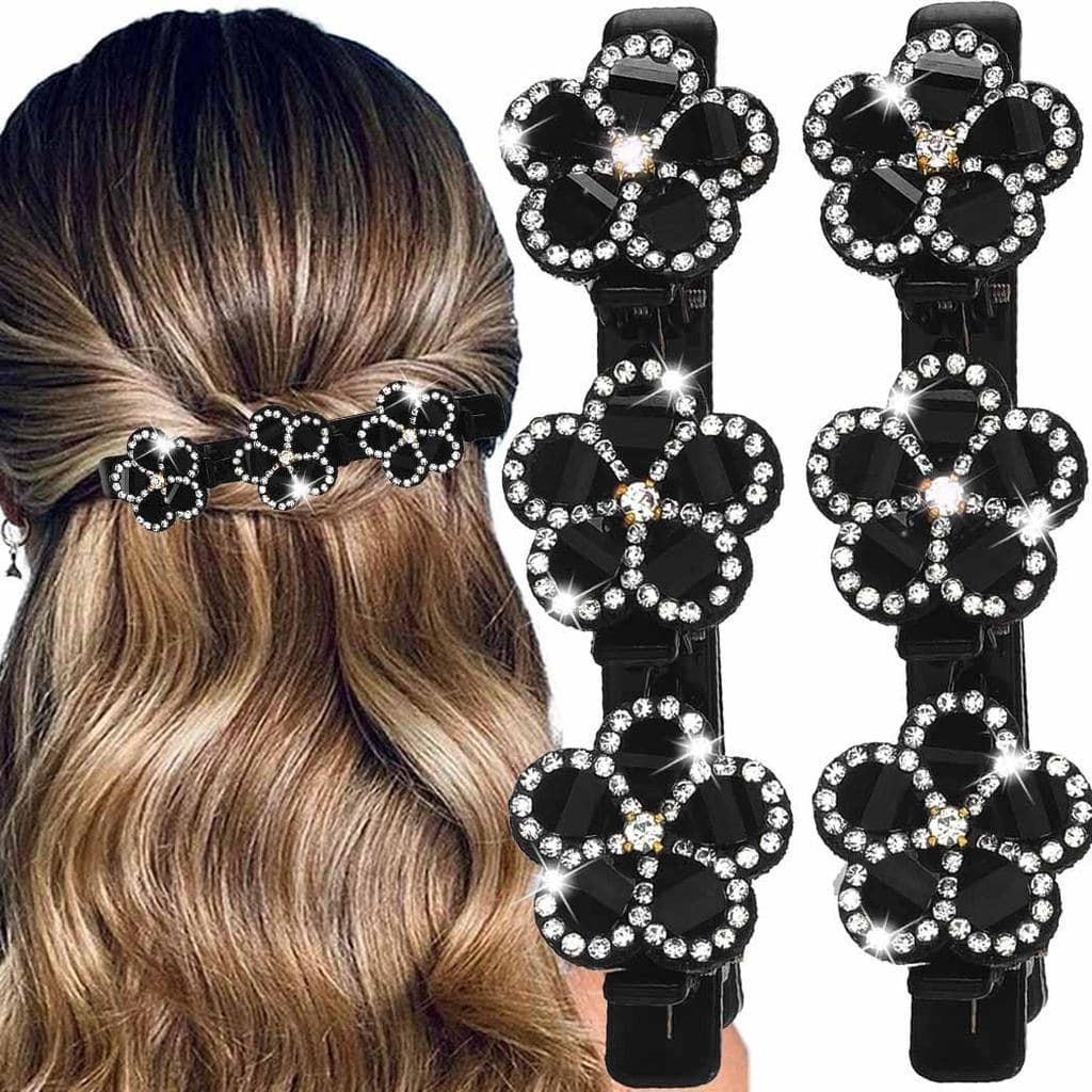 Grampos De Cabelo Trançados , Pedra De Cristal Brilhante , Para Mulheres , Strass , Bico De Pato , 2 Peças