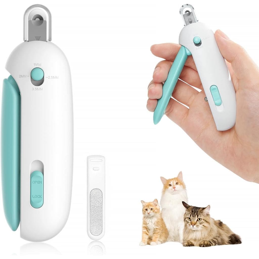 Cortador de Unhas para Gatos Petgravity, com Orifício de Corte Ajustável em 3 Tamanhos e Lixa de Unhas Oculta, Cortador
