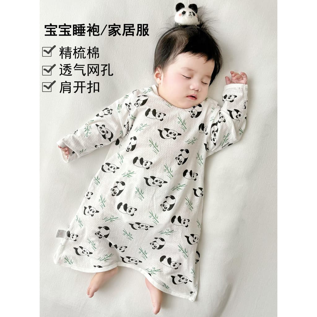 Camisola do bebê Anti-chute verão estilo fino puro algodão meninos meninas pijamas recém-nascidos de uma peça roupas par