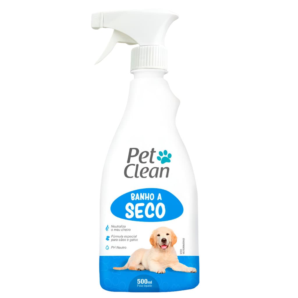 Banho a Seco Pet Clean 500ml para Cachorros e Gatos Limpeza Prática sem Enxágue e Controle de Odores