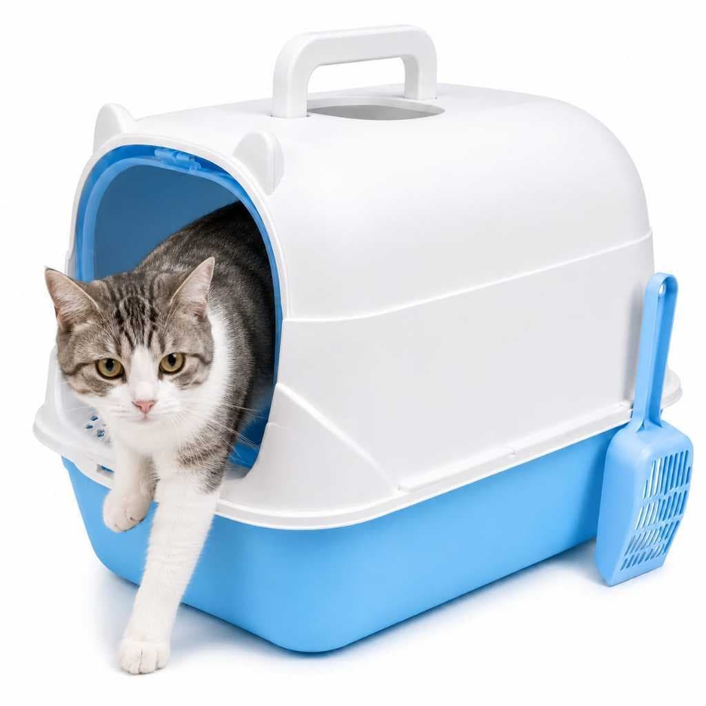 Caixa de Areia para Gatos Fechada Higiênica + Pá Anti Odor Promoção Envio Imediato