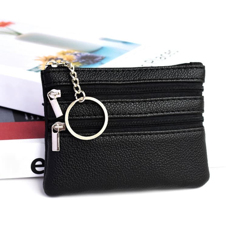Novo Macaron-Colorido Estilo Coreano Bolsa Chave Feminina Mini Cor Sólida Compacto Multi-Camada Cartão & Moedas Saco Par