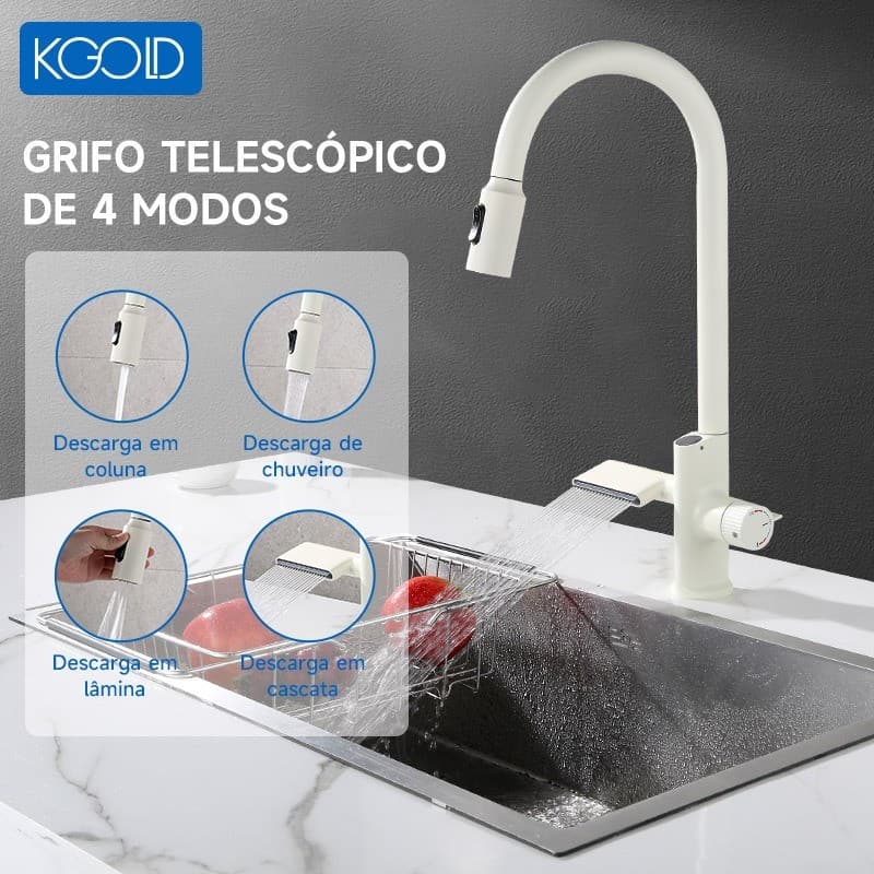 As torneiras extensíveis são adequadas para pias de cozinha e são feitas de aço inoxidável flexível de alta qualidade.