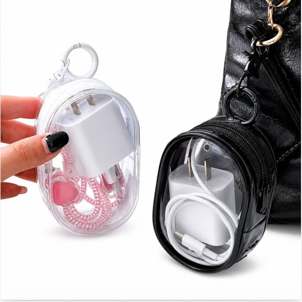 Bolsa Mini Transparente C/ Zíper para Fone, Carregador e Ace
