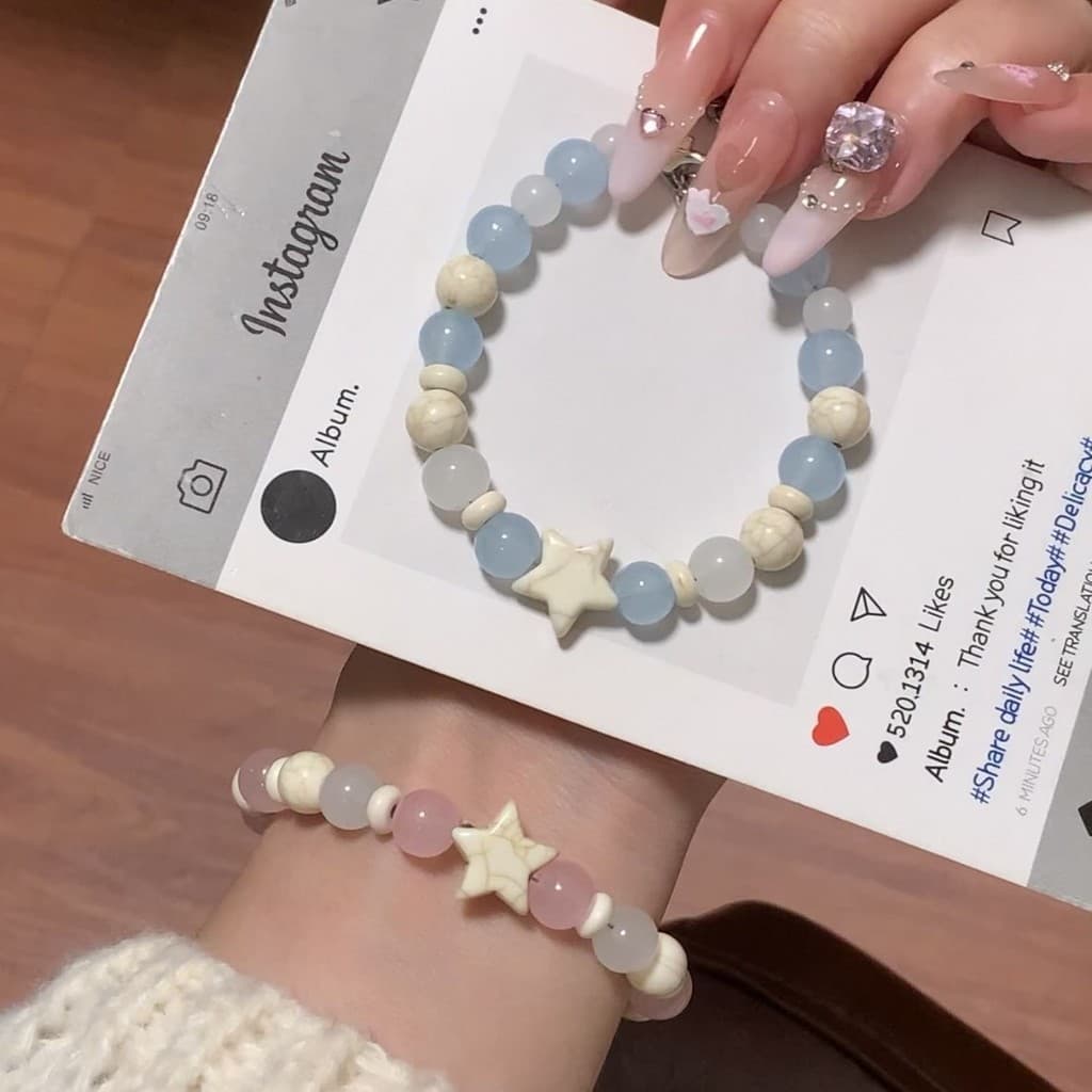 Bonito estrela pulseira ins estilo pequeno fresco frisado pulseira estilo Mori alto valor All-match casal namoradas puls