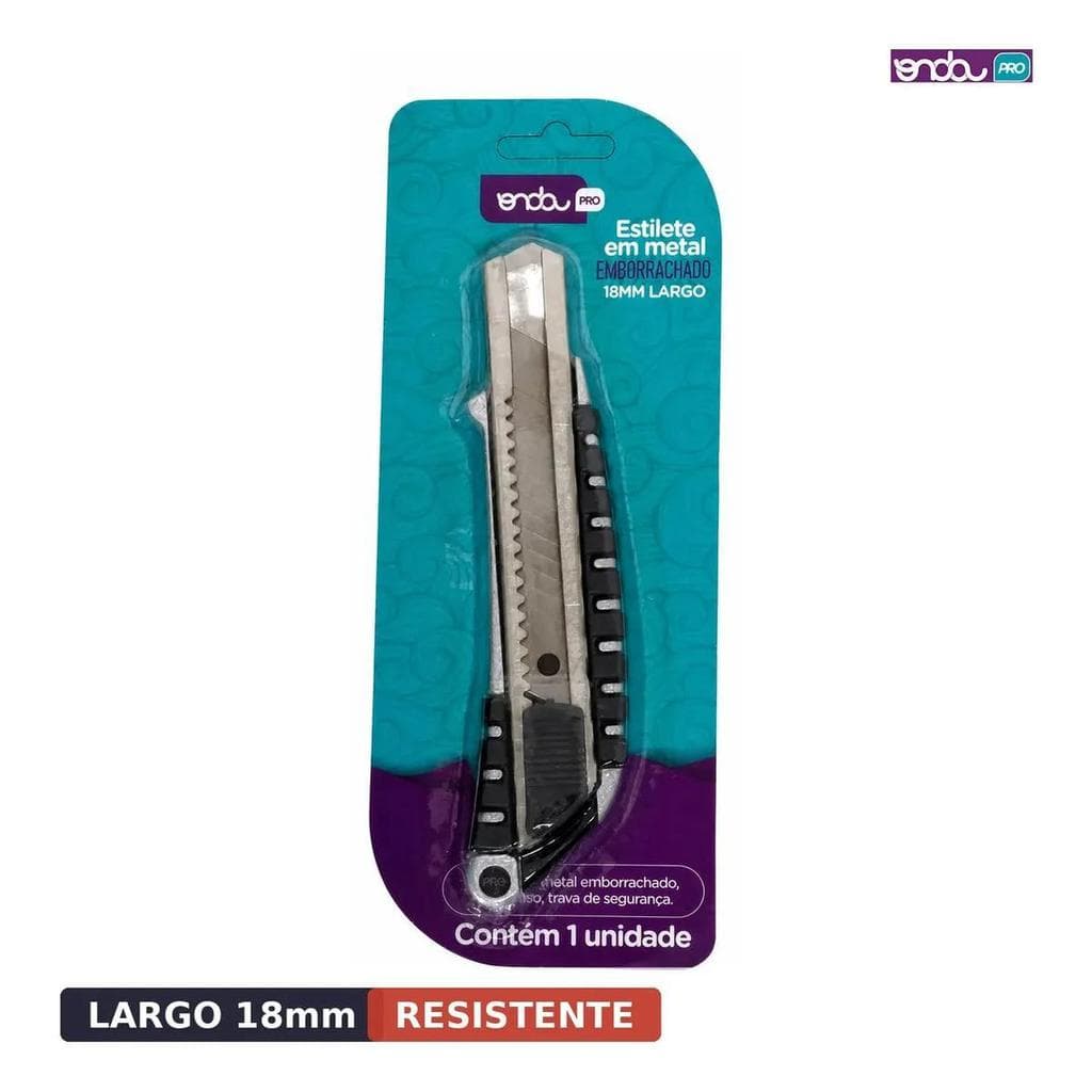 Estilete Largo 18mm Em Metal E Borracha Onda Pro