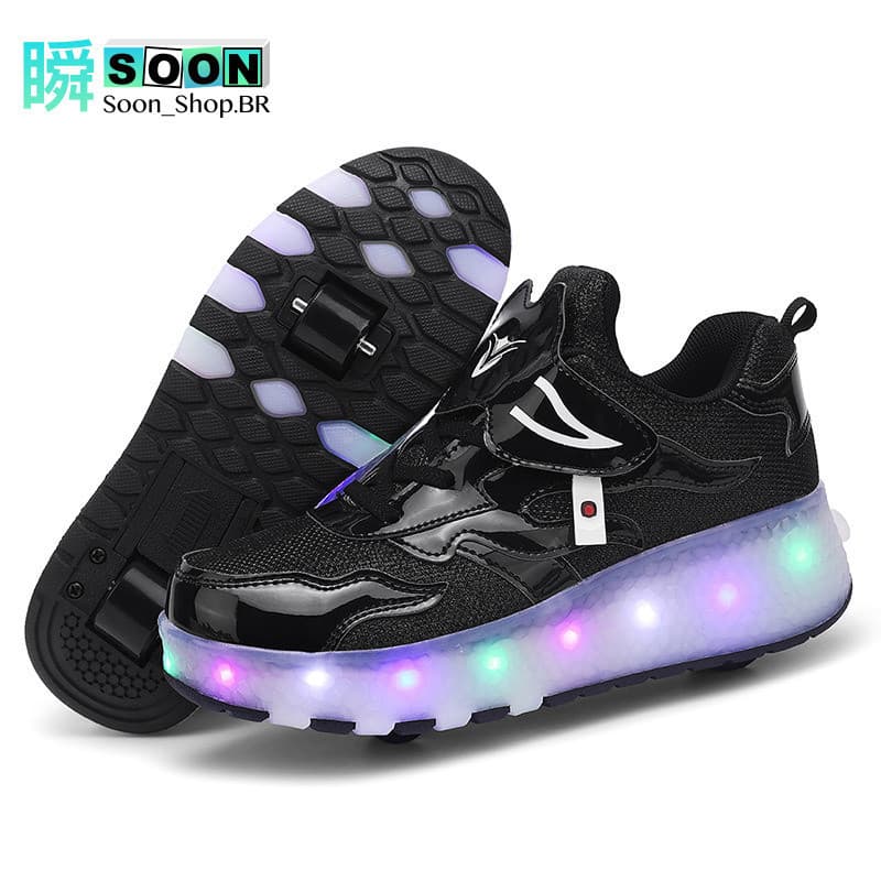 Meninos meninas crianças recarregável 7 cores LED luz dupla roda esportes patins patins