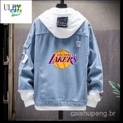 Nova Coleção Masculina: Jaqueta Jeans Estilo Coreano NBA Lakers James, Solta e Casual, Ideal para Estudantes e Looks Est