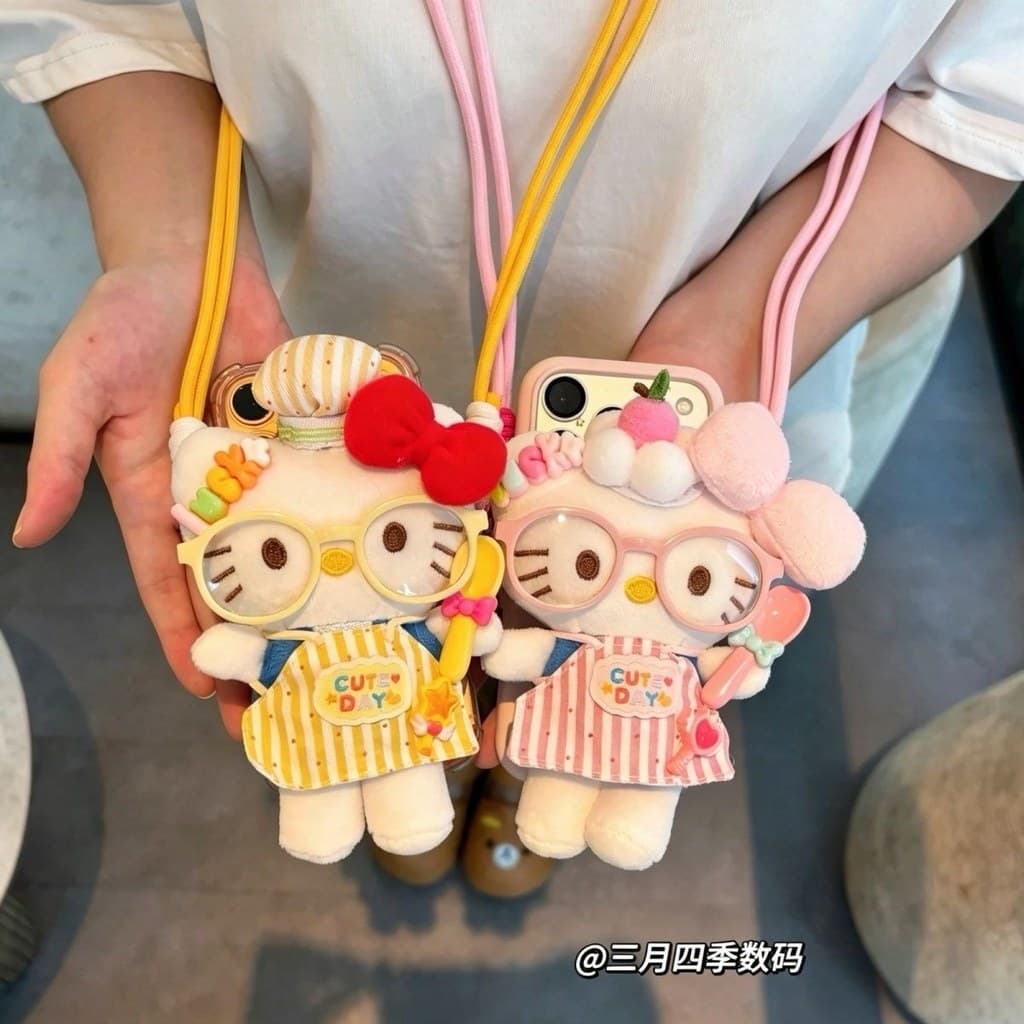 Clipe traseiro bonito boneca gatinho gato Crossbody longo cordão All-Match boneca de pelúcia saco pingente menina kt gat