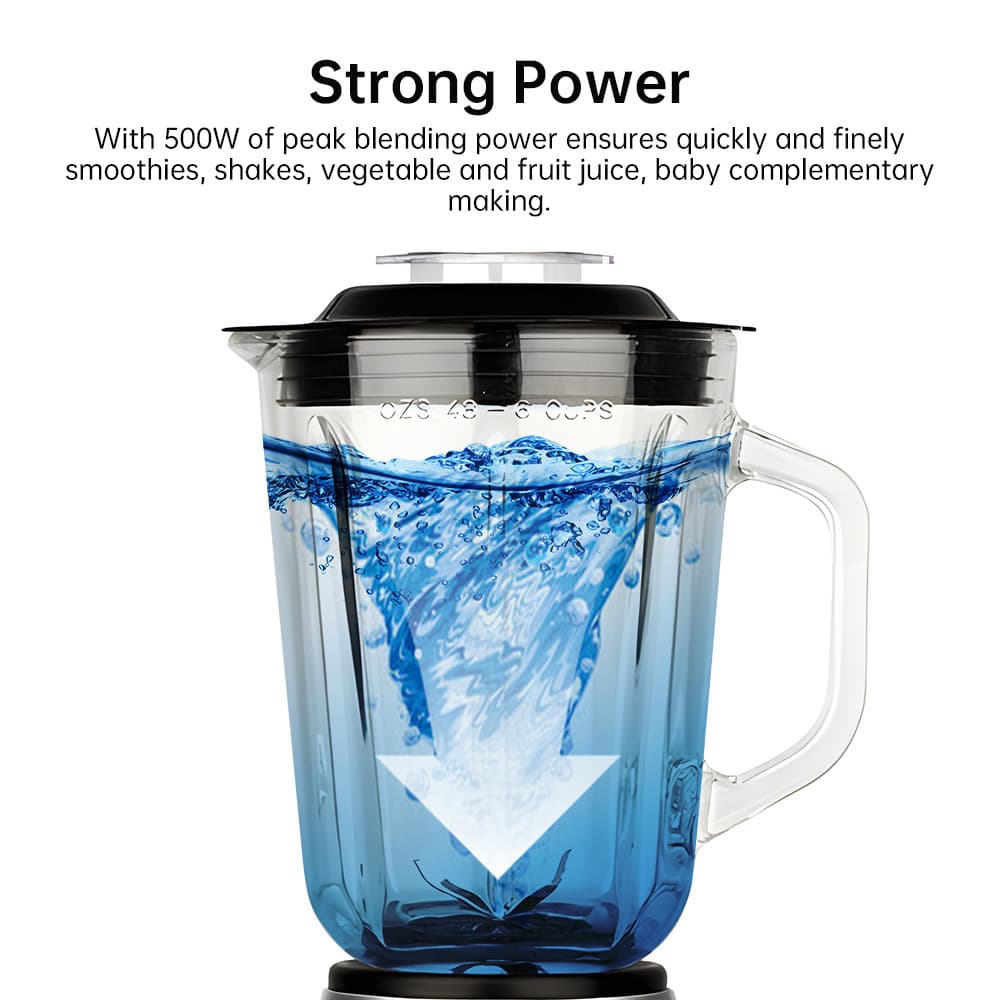 Liquidificador de smoothie de tamanho pessoal com copo para cozinha 500 W de aço inoxidável pequeno, 2 velocidades