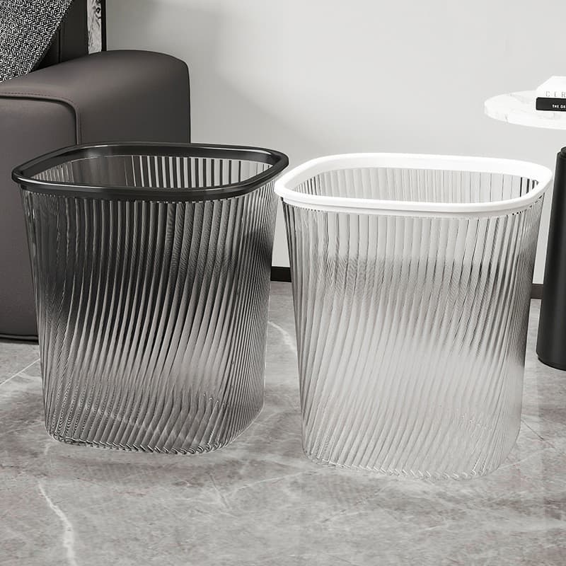 Lixeira transparente de luxo leve de alto valor Cesta de papel doméstica grande Sala de estar Quarto Cozinha Banheiro Es