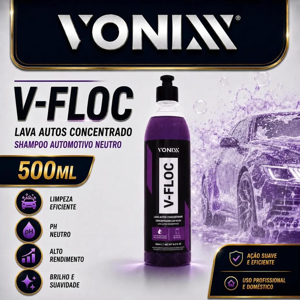 Lava auto Super Concentrado V-floc 500Ml Vonixx Shampoo Shampoo automotivo Vonixx