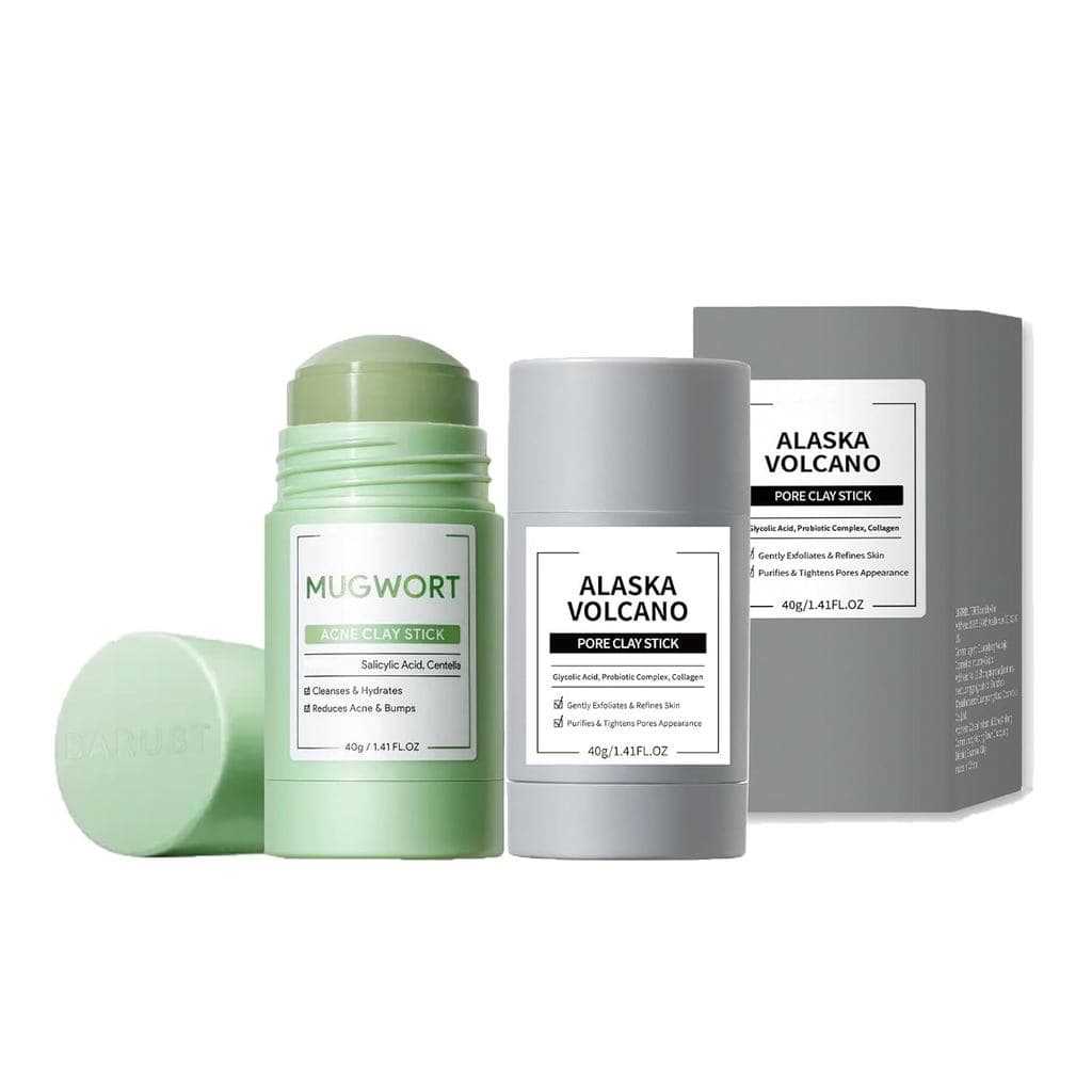 2 unidades de Máscara Facial em Bastão, Máscara de Argila Vulcânica e de Absinto em Bastão, Limpa profundamente, remove