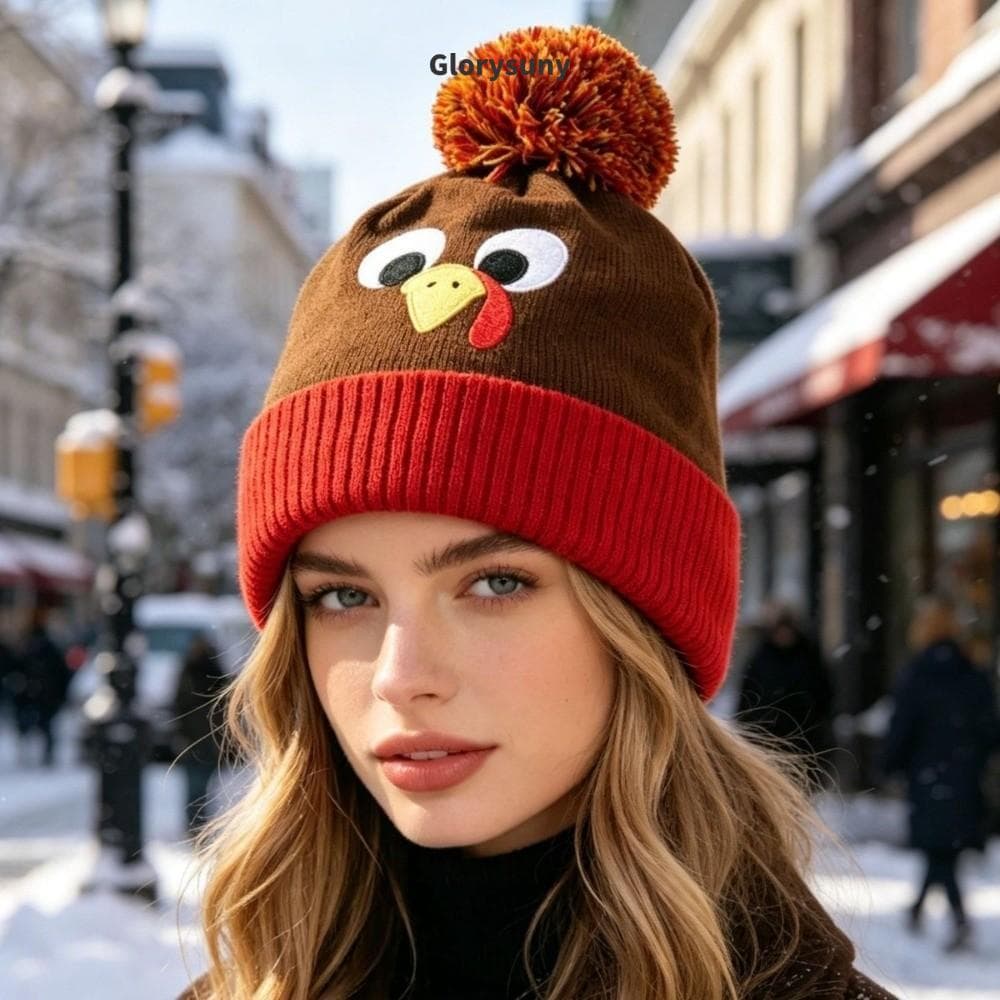Chapéu De Peru GLORYSUNY , Gorros De Malha À Prova De Vento Com Bola Pom , Pulôver Quente Forro E Espesso