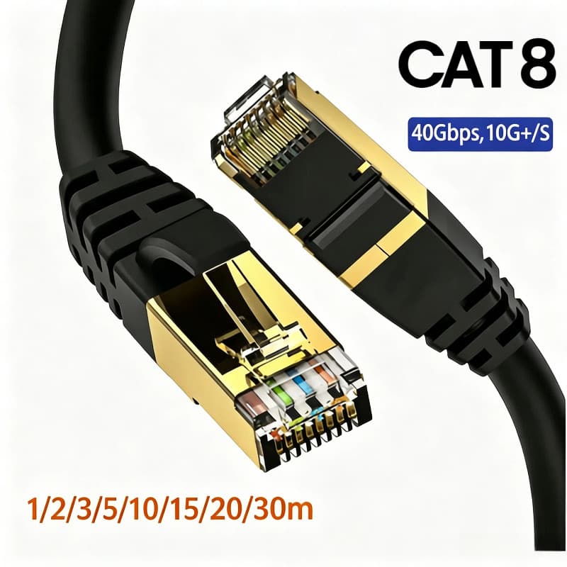 Cabo Ethernet Cat8 40Gbps 2000MHz SFTP RJ45 Blindado de Alta Velocidade e Estabilidade para Notebook