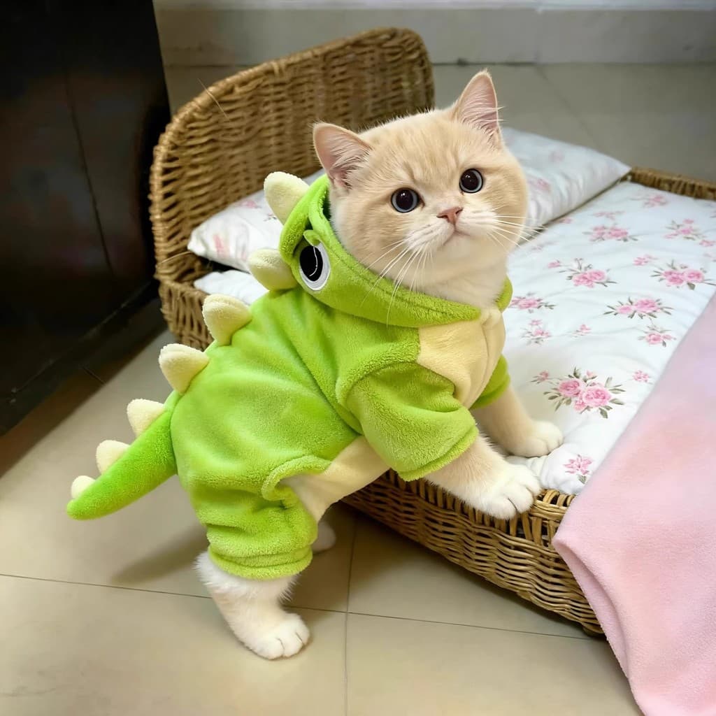 Roupas de gato outono inverno roupas bonito dinossauro transformação prata gradiente Muppets Anti-fiapos roupas d
