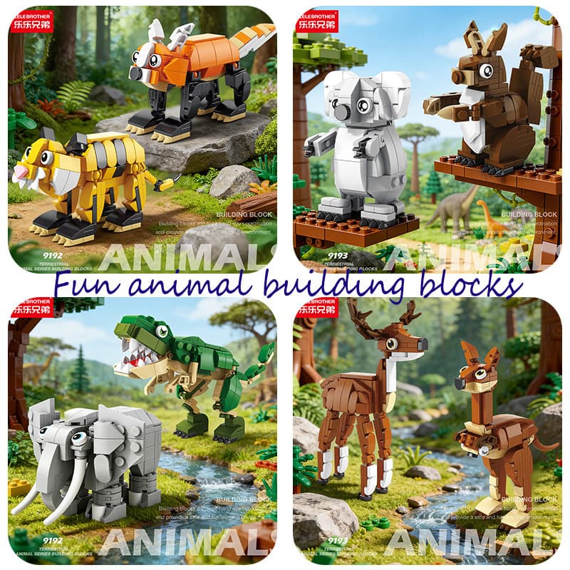 Modelo Animal blocos de construção variedade série modelagem dos desenhos animados tiranossauro Rex pequenas partículas