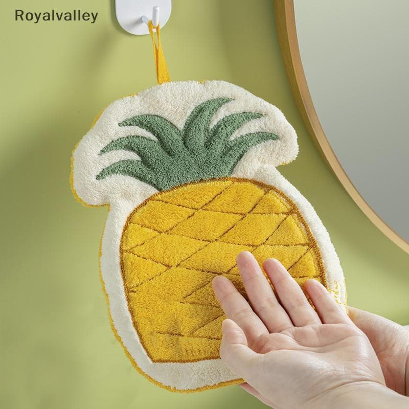 [Royalvalley] Toalha De Mão De Frutas Pano De Limpeza Absorvente De Cozinha Toalhas Suspensas De Banho Macio Para Crianç
