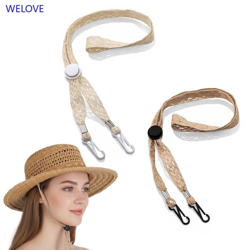 < WL > Alça De Chapéu À Prova De Vento Com Renda De Algodão – Queixo Anti-Queda Versátil Estilo Japonês Para Chapéus De